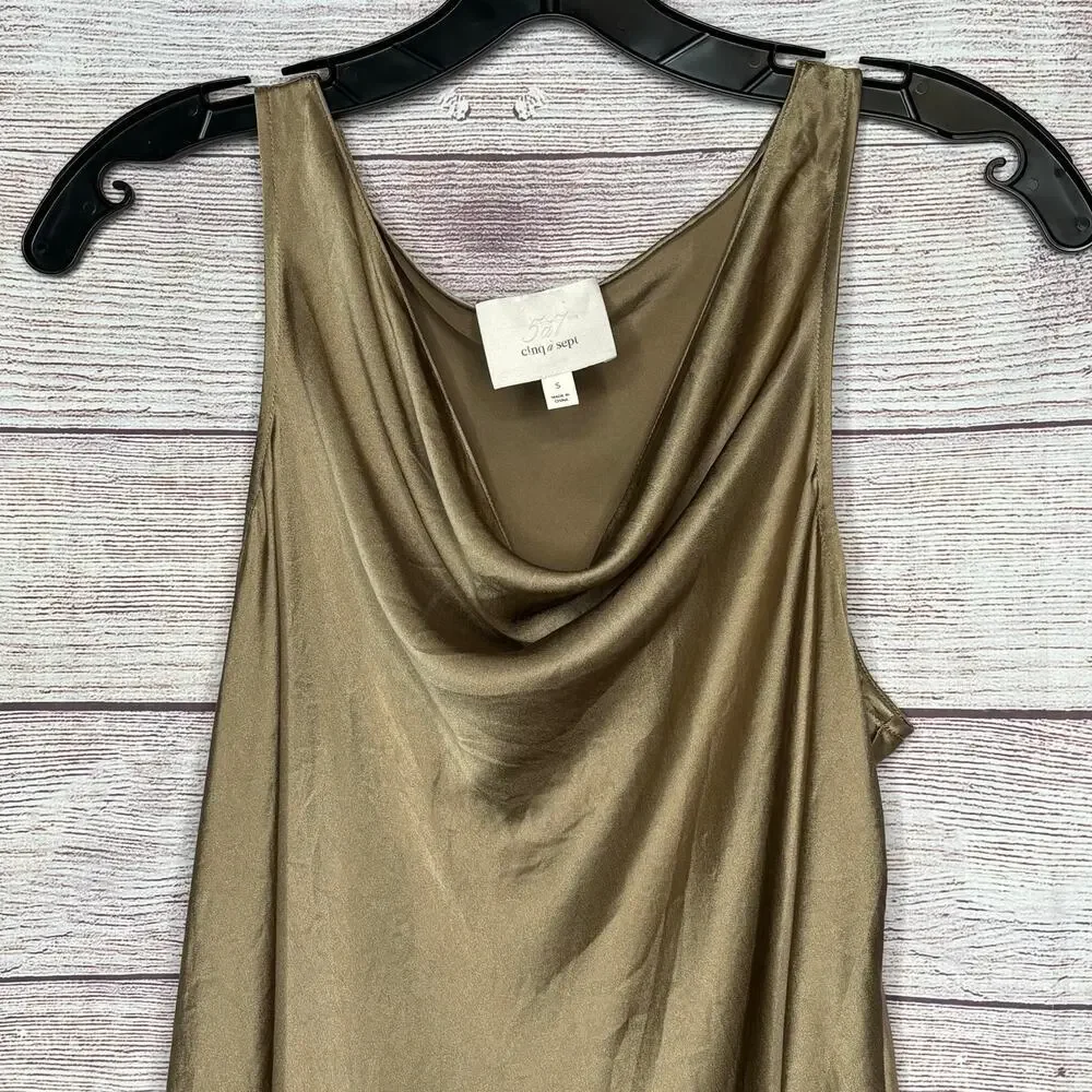 Cinq a Sept Sakura Bronze Cowl Draped Slinky 100% Silk Trendy Top Size Small - Picture 3 of 10